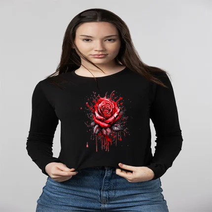 Manga Larga rosa roja