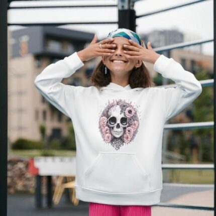 sudadera con Capucha Calavera Floral