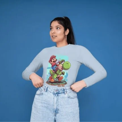 CAMISETA MARIO Y yOSHI MANGA LARGA